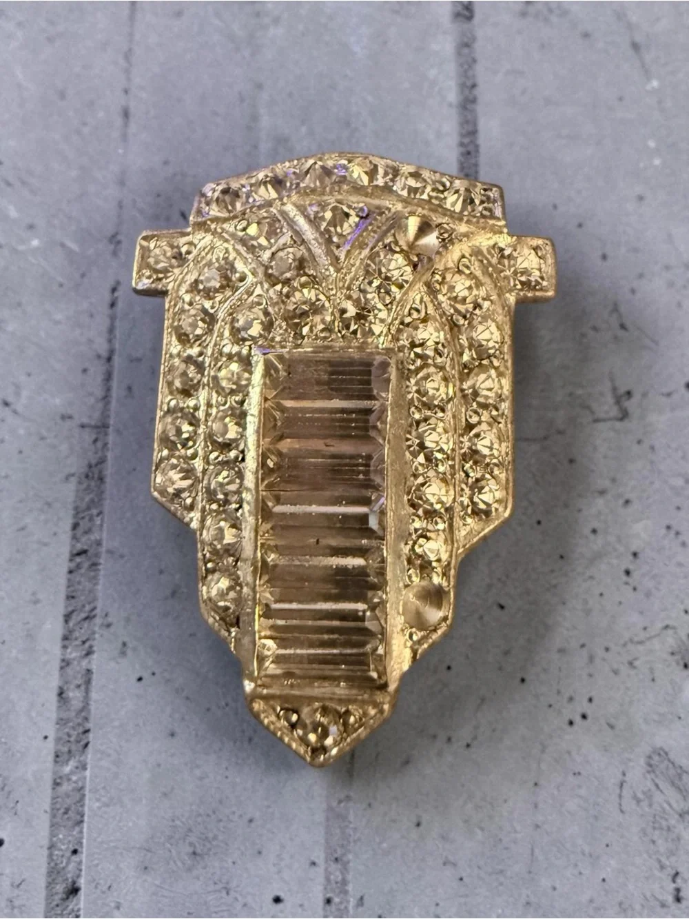 Vintage Silvertone Rhinestone Shoe Clip Art Deco Style Statement Jewelry